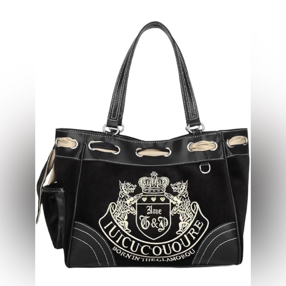 Y2K Juicy-Inspired Embroidered Velvet Shoulder Bag – Brand New